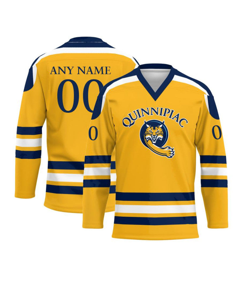 Men's Quinnipiac Bobcats Custom Yellow Hockey Jersey