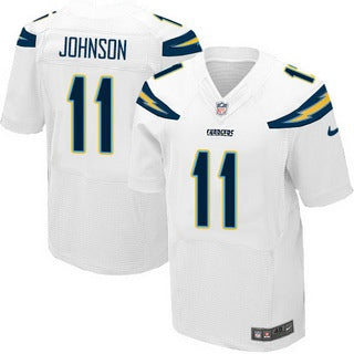 Mens San Diego Chargers 11 Stevie Johnson White Road Nfl Nike Elite Jersey