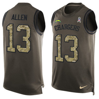 Mens San Diego Chargers 13 Keenan Allen Green Salute To Service Hot Pressing Player Name Number Nike Nfl Tank Top Jersey