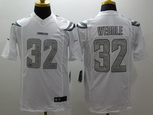 Mens San Diego Chargers 32 Eric Weddle White Platinum Nfl Nike Limited Jersey