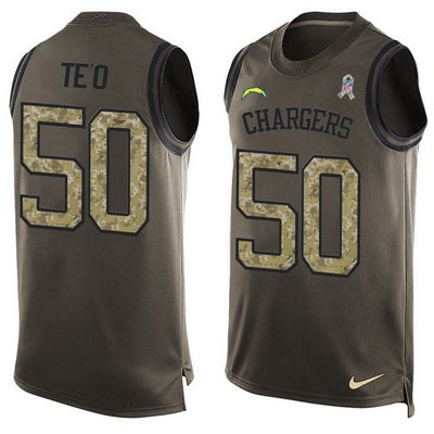 Mens San Diego Chargers 50 Manti Teo Green Salute To Service Hot Pressing Player Name Number Nike Nfl Tank Top Jersey