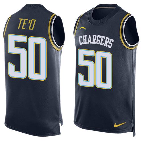 Mens San Diego Chargers 50 Manti Teo Navy Blue Hot Pressing Player Name Number Nike Nfl Tank Top Jersey