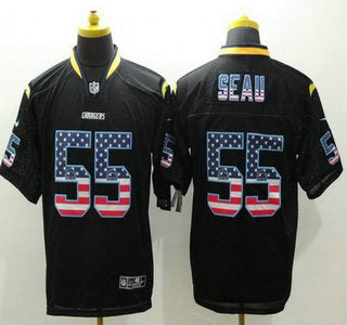 Mens San Diego Chargers 55 Junior Seau Black Usa Flag Fashion Nfl Nike Elite Jersey