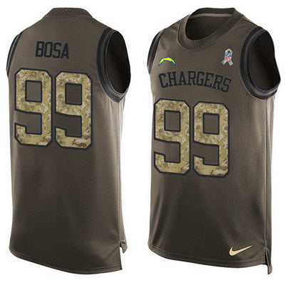 Mens San Diego Chargers 99 Joey Bosa Green Salute To Service Hot Pressing Player Name Number Nike Nfl Tank Top Jersey