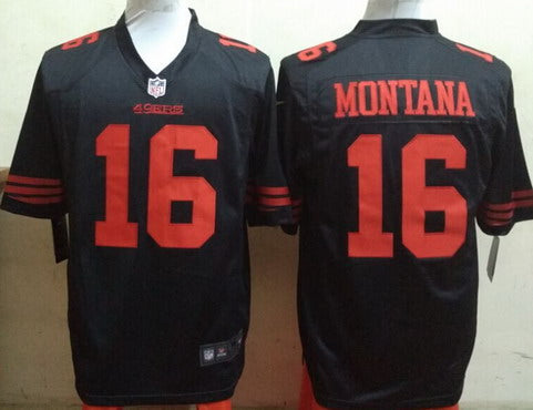 Mens San Francisco 49ers 16 Joe Montana Black Retired Player 2015 Nfl Nike Game Jersey