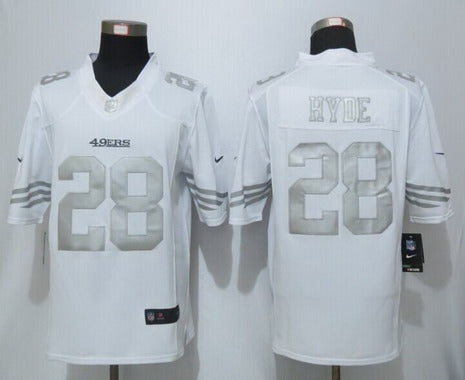 Mens San Francisco 49ers 28 Carlos Hyde White Platinum Nfl Nike Limited Jersey