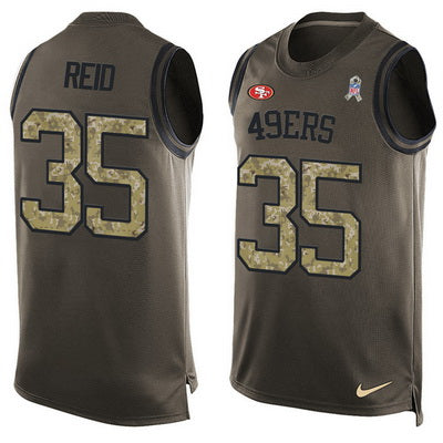 Mens San Francisco 49ers 35 Eric Reid Green Salute To Service Hot Pressing Player Name Number Nike Nfl Tank Top Jersey
