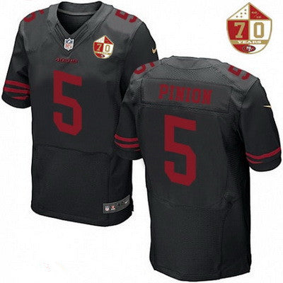 Mens San Francisco 49ers 5 Bradley Pinion Black Color Rush 70th Anniversary Patch Stitched Nfl Nike Elite Jersey