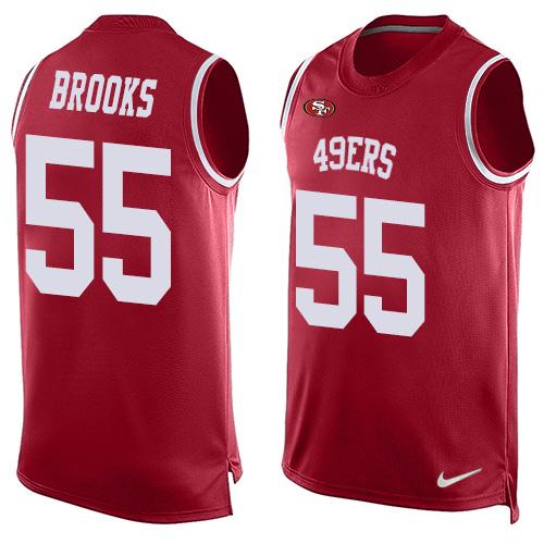 Mens San Francisco 49ers 55 Ahmad Brooks Red Hot Pressing Player Name Number Nike Nfl Tank Top Jersey