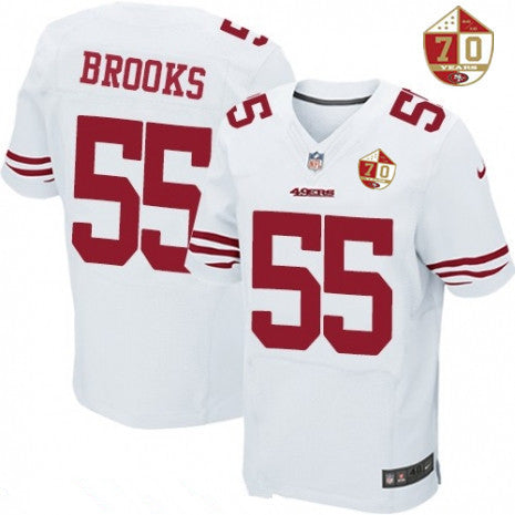 Mens San Francisco 49ers 55 Ahmad Brooks White 70th Anniversary Patch Stitched Nfl Nike Elite Jersey