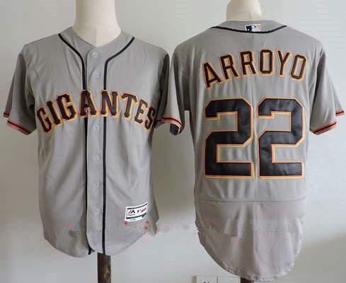 Mens San Francisco Giants 22 Christian Arroyo Gray Gigantes Stitched Mlb Majestic Flex Base Jersey