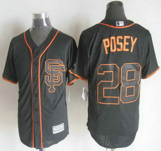 Mens San Francisco Giants 28 Buster Posey Alternate Black Sf 2015 Mlb Cool Base Jersey