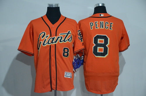 Mens San Francisco Giants 8 Hunter Pence Name Orange 2016 Flexbase Majestic Baseball Jersey