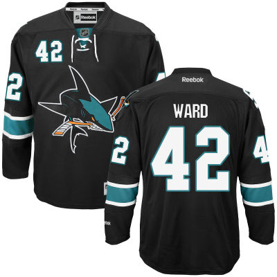 Mens San Jose Sharks 42 Joel Ward Black Third Hockey Jersey