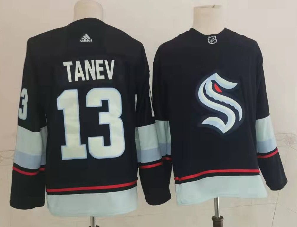 Mens Seattle Kraken 13 Brandon Tanev Navy Blue Adidas Stitched Nhl Jersey