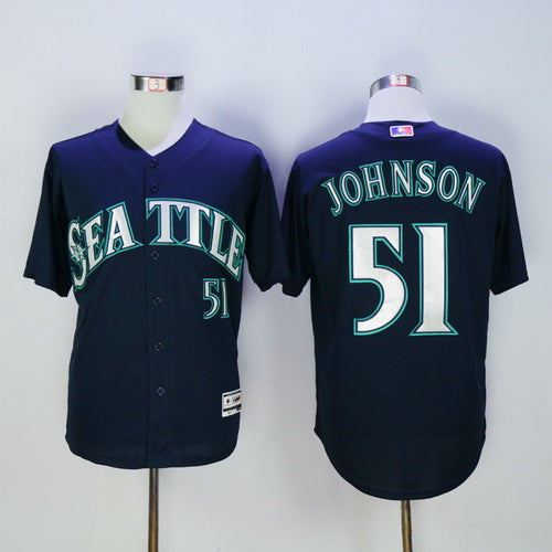 Mens Seattle Mariners 51 Randy Johnson Retired Navy Blue 2015 Mlb Cool Base Jersey