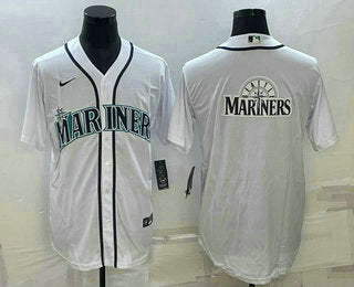 Mens Seattle Mariners Big Logo White Stitched Mlb Cool Base Nike Jersey