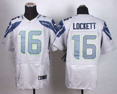 Mens Seattle Seahawks 16 Tyler Lockett Nike Gray Elite Jersey