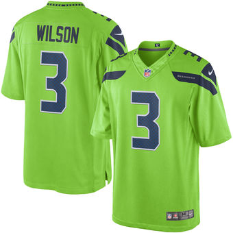 Mens Seattle Seahawks 3 Russell Wilson Nike Green Color Rush Limited Jersey