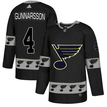 Mens St Louis Blues 4 Carl Gunnarsson Black Team Logos Fashion Adidas Jersey