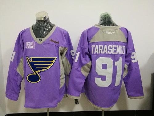 Mens St Louis Blues 91 Vladimir Tarasenko Purple Pink Hockey Fights Cancer Practice Stitched Nhl Reebok Hockey Jersey