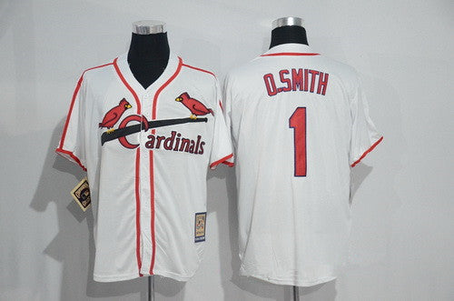 Mens St Louis Cardinals 1 Ozzie Smith White Home Stitched Mlb Majestic Cool Base Cooperstown Collection Player Jersey