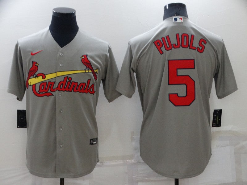 Mens St Louis Cardinals 5 Albert Pujols Grey Stitched Mlb Cool Base Nike Jersey