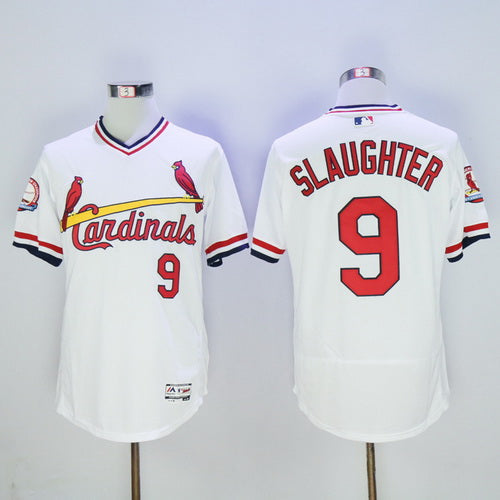 Mens St Louis Cardinals 9 Enos Slaughter Retired White Pullover 2016 Flexbase Majestic Baseball Jersey