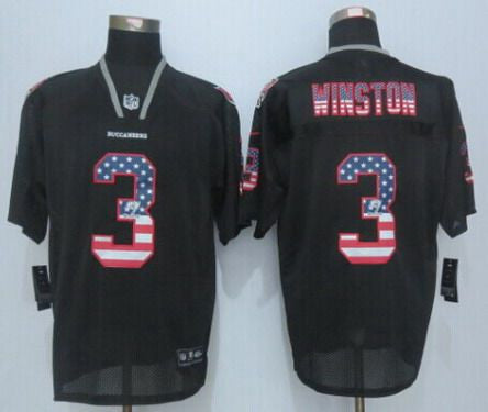 Mens Tampa Bay Buccaneers 3 Jameis Winston 2014 Nike Usa Flag Fashion Black Elite Jersey
