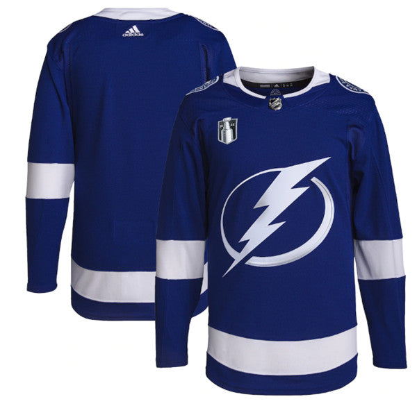 Mens Tampa Bay Lightning Blank 2022 Blue Stanley Cup Final Patch Stitched Jersey