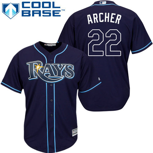 Mens Tampa Bay Rays 22 Chris Archer Navy Blue Alternate Stitched Mlb Majestic Cool Base Jersey