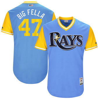 Mens Tampa Bay Rays Chase Whitley Big Fella Majestic Light Blue 2017 Players Weekend Authentic Jersey