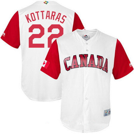 Mens Team Canada Baseball Majestic 22 George Kottaras White 2017 World Baseball Classic Stitched Replica Jersey