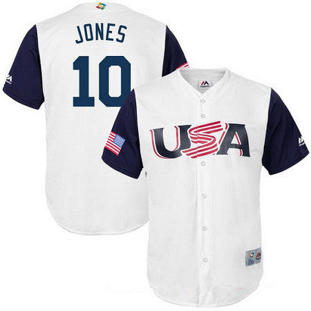 Mens Team Usa Baseball Majestic 10 Adam Jones White 2017 World Baseball Classic Stitched Replica Jersey