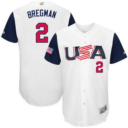 Mens Team Usa Baseball Majestic 2 Alex Bregman White 2017 World Baseball Classic Stitched Authentic Jersey
