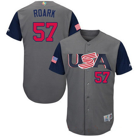 Mens Team Usa Baseball Majestic 57 Tanner Roark Gray 2017 World Baseball Classic Stitched Authentic Jersey