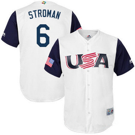 Mens Team Usa Baseball Majestic 6 Marcus Stroman White 2017 World Baseball Classic Stitched Replica Jersey