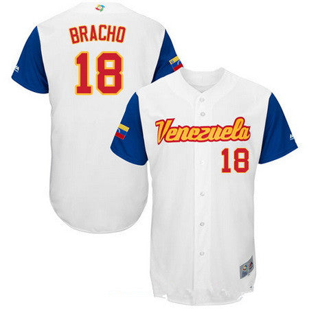 Mens Team Venezuela Baseball Majestic 18 Silvino Bracho White 2017 World Baseball Classic Stitched Authentic Jersey