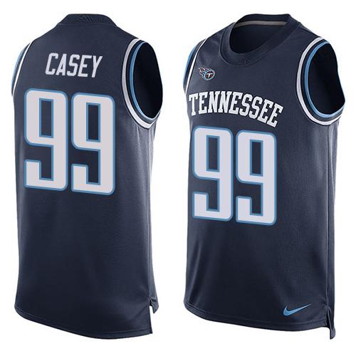 Mens Tennessee Titans 99 Jurrell Casey Navy Blue Hot Pressing Player Name Number Nike Nfl Tank Top Jersey