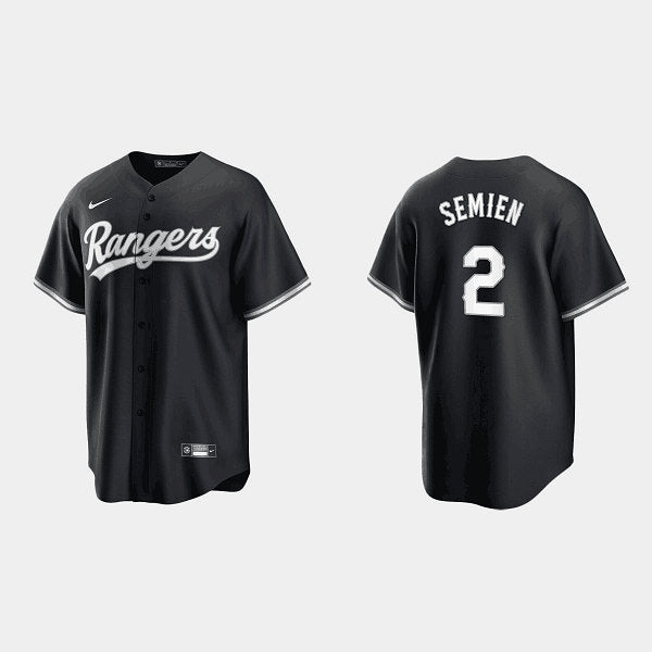 Mens Texas Rangers 2 Marcus Semien Black Cool Base Stitched Baseball Jersey