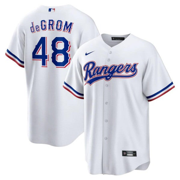 Mens Texas Rangers 48 Jacob Degrom White Cool Base Stitched Baseball Jersey
