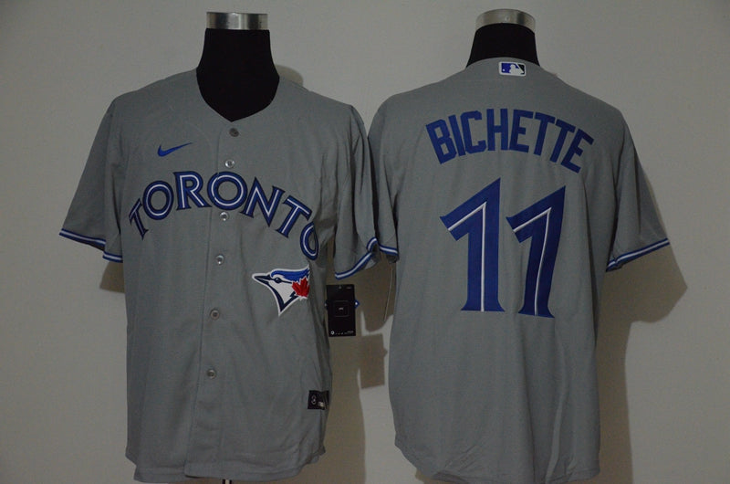 Mens Toronto Blue Jays 11 Bo Bichette Grey Stitched Mlb Cool Base Nike Jersey