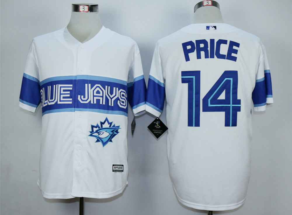 Mens Toronto Blue Jays 14 David Price White New Cool Base Jersey