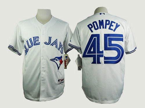 Mens Toronto Blue Jays 45 Dalton Pompey White Jersey