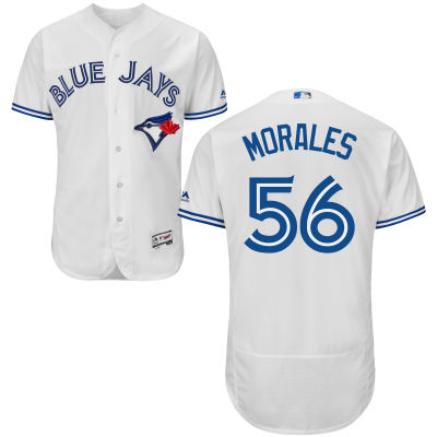 Mens Toronto Blue Jays 56 Franklin Morales White Home 2016 Flexbase Majestic Baseball Jersey