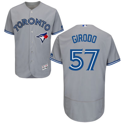 Mens Toronto Blue Jays 57 Chad Girodo Gray Road 2016 Flexbase Majestic Baseball Jersey