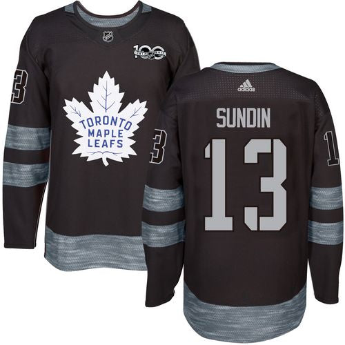 Mens Toronto Maple Leafs 13 Mats Sundin Black 100th Anniversary Stitched Nhl 2017 Adidas Hockey Jersey