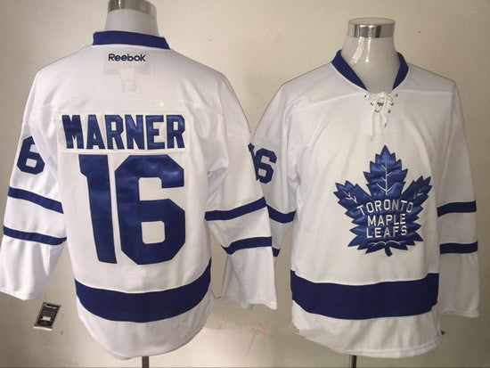 Mens Toronto Maple Leafs 16 Mitchell Marner White 2016 17 Away 100th Anniversary Stitched Reebok Hockey Jersey