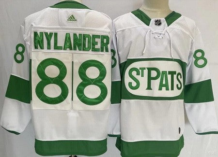 Mens Toronto Maple Leafs 88 William Nylander White 2019 St Pats Stitched Jersey