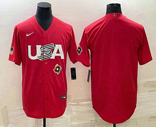 Mens Usa Baseball Blank 2023 Red World Classic Stitched Jersey